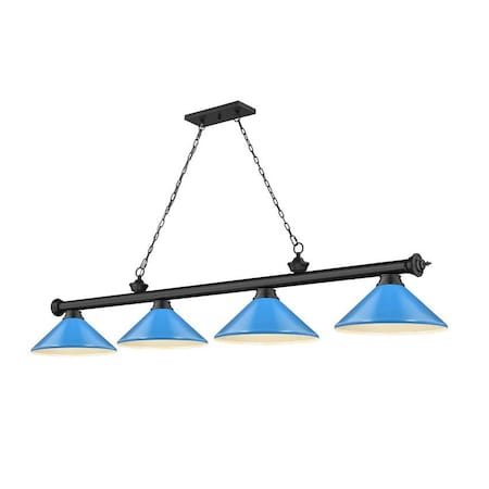 Z-Lite Cordon 4 Light Billiard, Matte Black & Electric Blue 2306-4MB-MEB